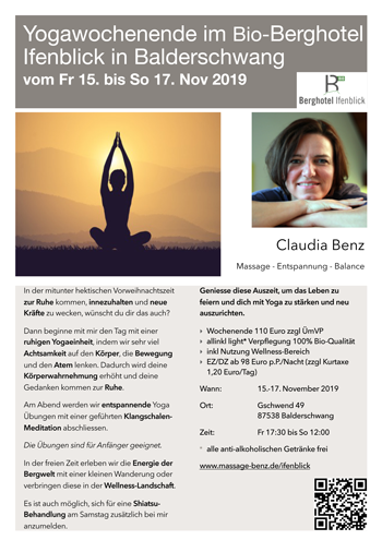 Yogawochenende im Bio-Berghotel
Ifenblick in Balderschwang Claudia Benz